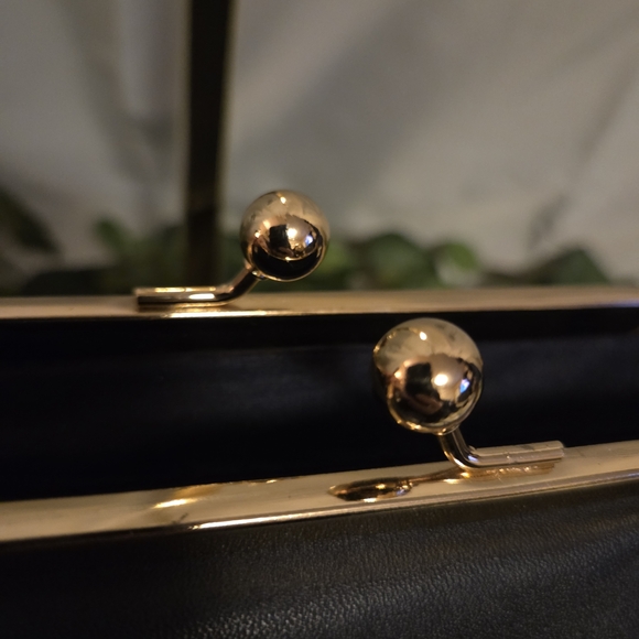 Trendy Blue Kiss Lock Wallet Crossbody Purse Gold Frame Clutch Shoulder Bag - Picture 5 of 16